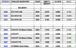 Belmont Trailer Inventory